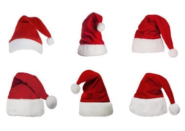 Santa hats collection isolated