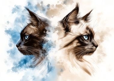 Two Cats in Watercolor