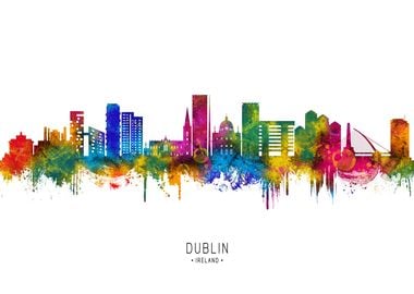 Dublin Skyline Watercolor