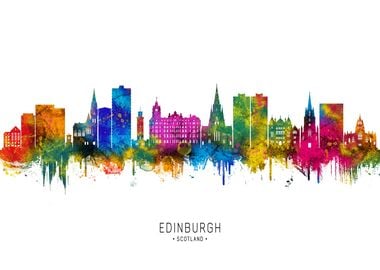 Edinburgh Skyline Watercolor