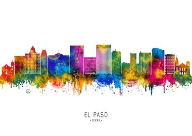 El Paso Skyline Watercolor