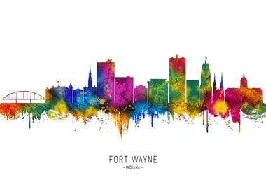 Fort Wayne Skyline Watercolor