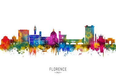 Florence Skyline Watercolor