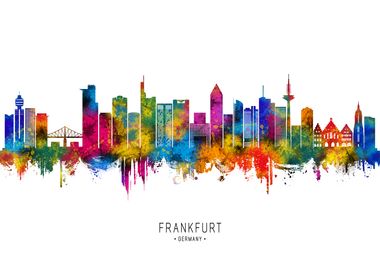 Frankfurt Skyline Watercolor