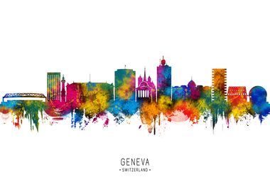 Geneva Skyline Watercolor