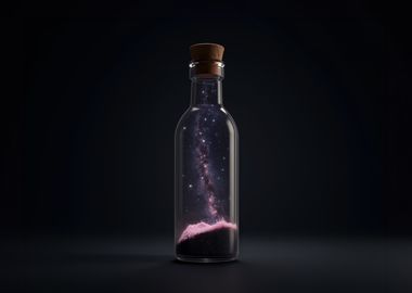 Milky way galaxy in a bottle with cork stopper