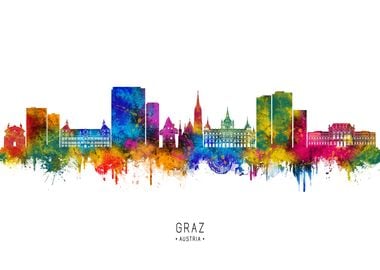 Graz Skyline Watercolor