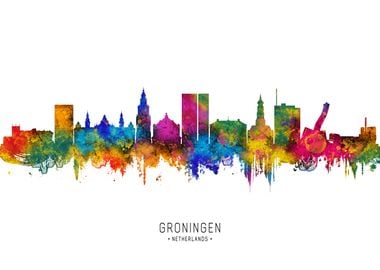 Groningen Skyline Watercolor