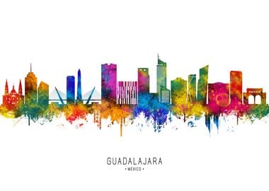 Guadalajara Skyline Watercolor