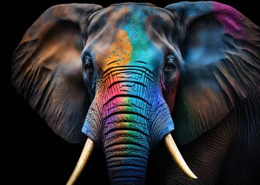 Rainbow Elephant Portrait