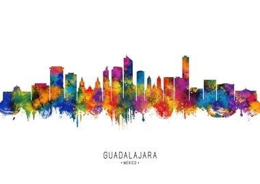 Guadalajara Skyline Watercolor