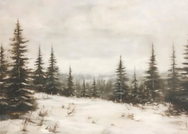 Winter Forest Painting