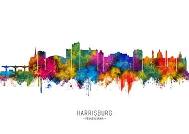 Harrisburg Skyline Watercolor