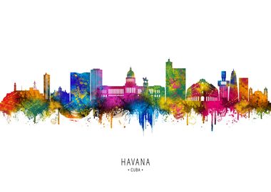 Havana Skyline Watercolor