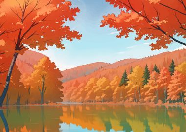 Autumn Lake Landscape