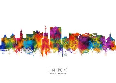 High Point Skyline Watercolor