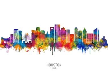 Houston Skyline Watercolor