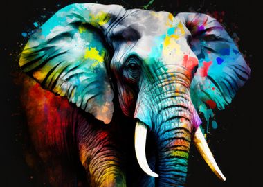 Colorful Elephant Portrait