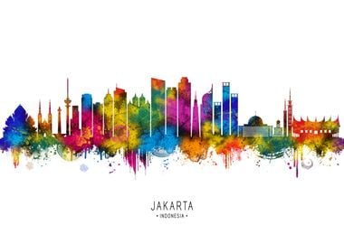 Jakarta Skyline Watercolor