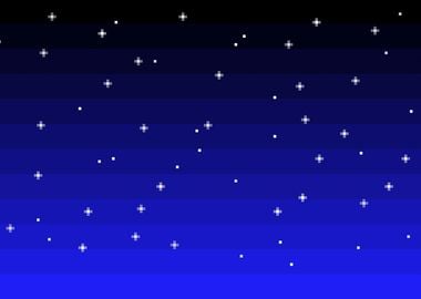 Pixel art night sky stars black to blue