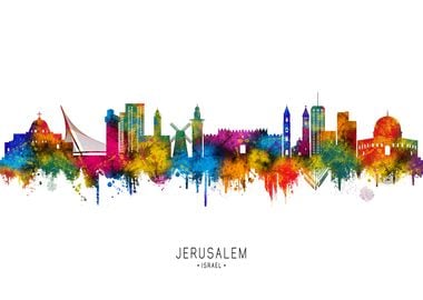 Jerusalem Skyline Watercolor