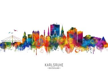 Karlsruhe Skyline Watercolor