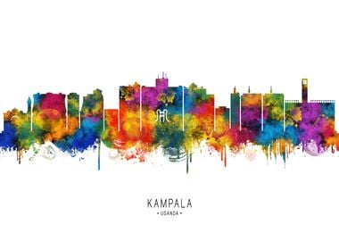 Kampala Skyline Watercolor