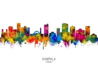 Kampala Skyline Watercolor