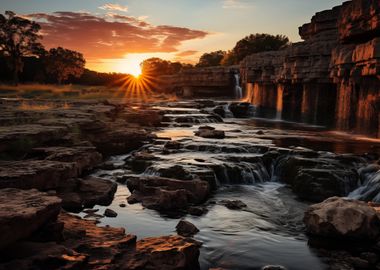 Sunset Waterfall nature