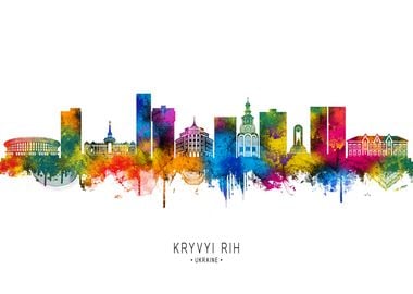 Kryvyi Rih Skyline Watercolor