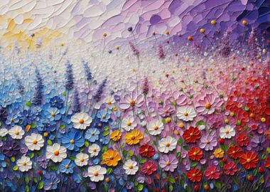 Colorful Flower Field Painting