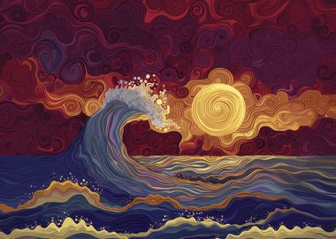 Waves Kissing Sunset