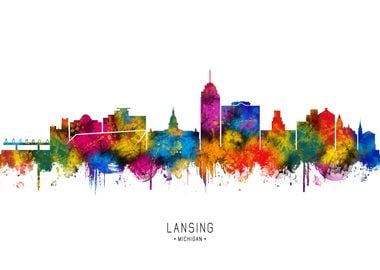 Lansing Skyline Watercolor