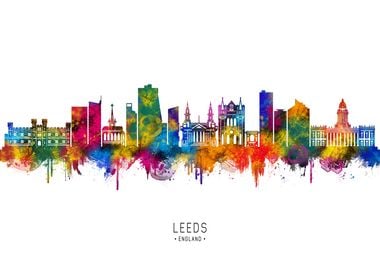 Leeds Skyline Watercolor