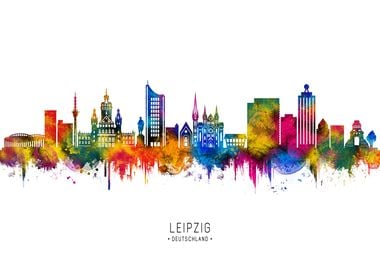 Leipzig Skyline Watercolor