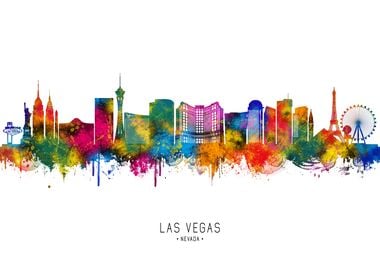 Las Vegas Skyline Watercolor