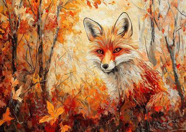 Fox in Autumn Forest