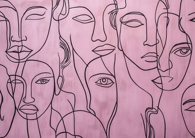 Abstract Line Art Faces