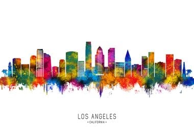 Los Angeles Skyline Watercolor