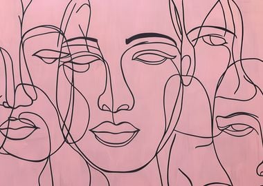 Abstract Line Art Faces