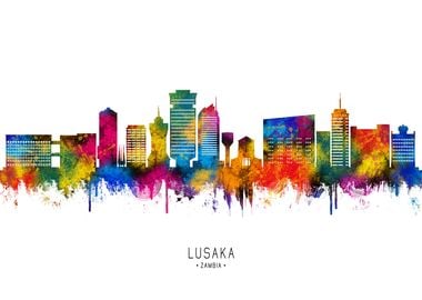 Lusaka Skyline Watercolor