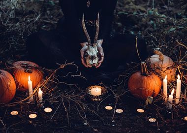 Witchcraft Ritual with Skull