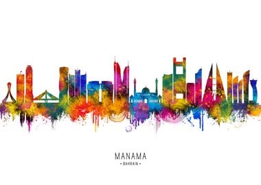 Manama Skyline Watercolor