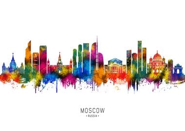 Moscow Skyline Watercolor