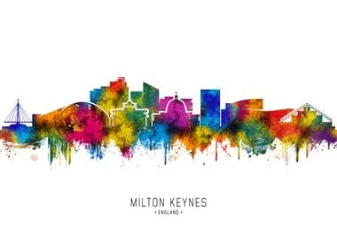 Milton Keynes Skyline Watercolor