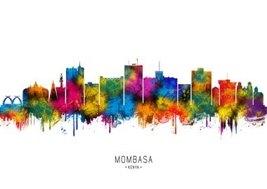 Mombasa Skyline Watercolor