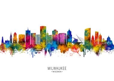 Milwaukee Skyline Watercolor