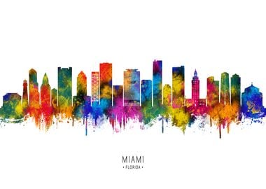 Miami Skyline Watercolor