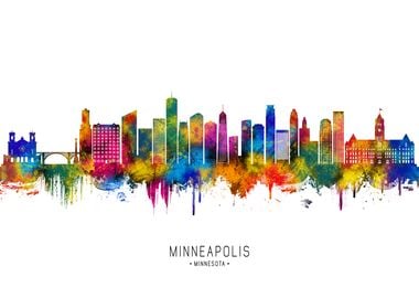 Minneapolis Skyline Watercolor