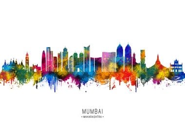 Mumbai Skyline Watercolor